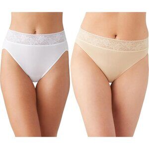 Wacoal Comfort Touch Hi-Cut Brief Panties Lot of 6 White Sand Size 2XL Brand New